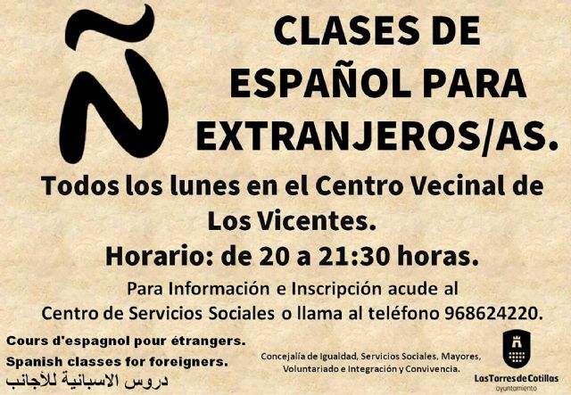 El centro vecinal de Los Vicentes acogerá clases de español gratuitas para personas extranjeras
