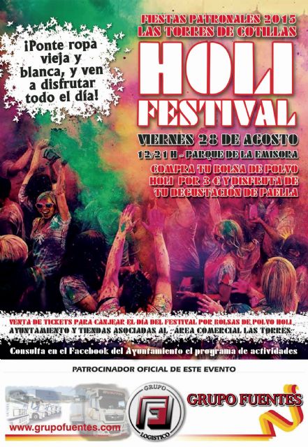 Las Fiestas Patronales torreñas vivirán una fiesta del color con su 'Holi Festival'