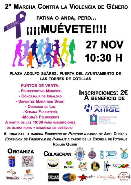 Lazos, una mesa informativa y una marcha contra la violencia de género para conmemorar el 25N en Las Torres de Cotillas 2016
