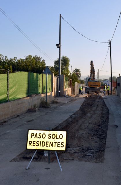 Comienzan las obras de mejora de la red de saneamiento en Las Torres de Cotillas