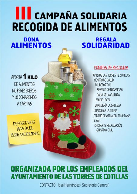 Vuelve la campaña solidaria de recogida de alimentos impulsada por los trabajadores del Ayuntamiento torreño