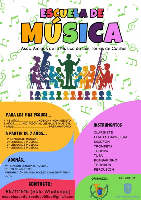La Escuela de Música de Las Torres de Cotillas abre matrícula para el curso 2025-26