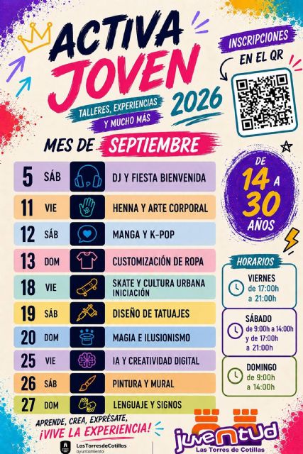 El programa 'Activa Joven 2026' propone 50 actividades de ocio gratuitas para menores de 14 a 30 años