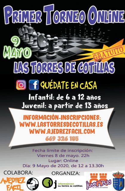 La Concejalía de Juventud propone un torneo online gratuito de ajedrez para jugarlo desde casa