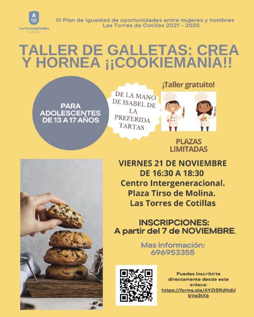 La 'cookiemanía' llega a Las Torres de Cotillas con un taller gratuito para jóvenes de elaboración de galletas