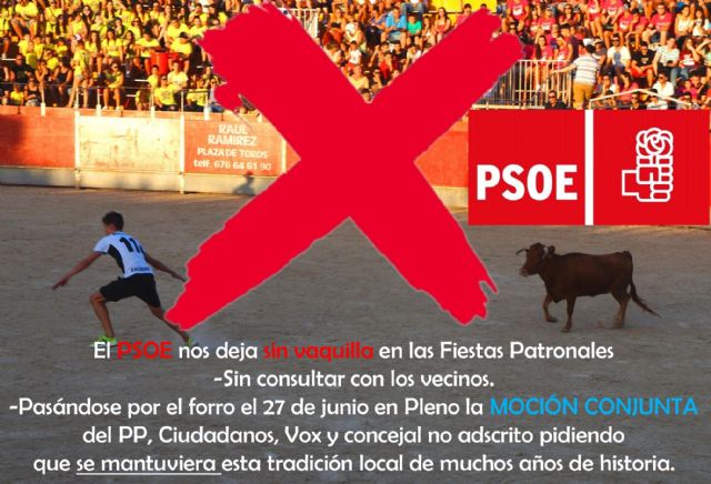 La vaquilla, la gran ausente de las Fiestas Patronales 2022 de Las Torres de Cotillas