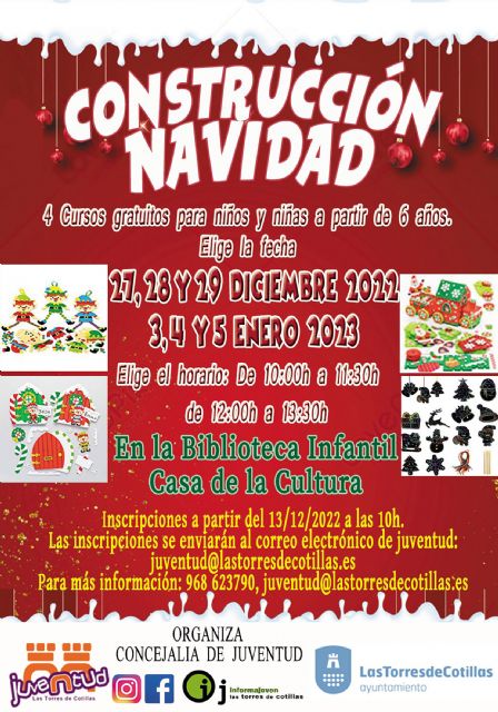La Concejalía de Juventud propone cuatro talleres navideños de construcción