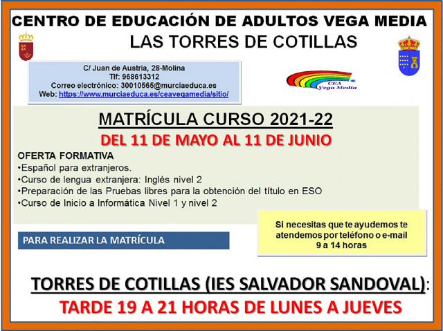 El Centro de Educación de Adultos ofrece cursos de idiomas, de informática y de preparación para el título de ESO