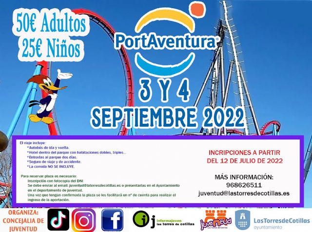 La Concejalía de Juventud propone un viaje a Port Aventura