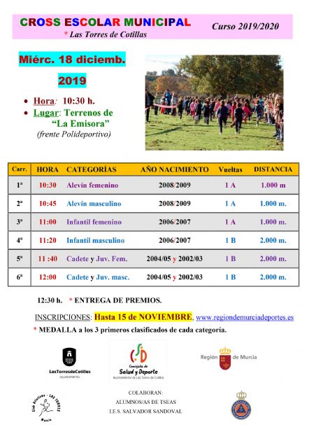 Todo preparado para una nueva edición del cross escolar de Las Torres de Cotillas