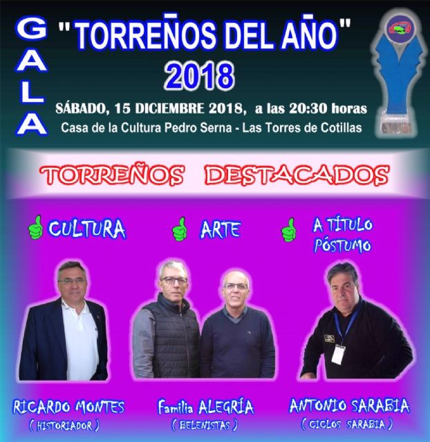 El historiador Ricardo Montes, la familia Alegría y el fallecido Antonio Sarabia, nombrados 'Torreños del Año 2018'