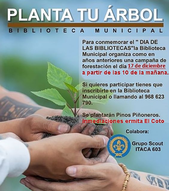Un año más Las Torres de Cotillas celebrará el día de las bibliotecas plantando árboles