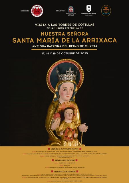 La Virgen de la Arrixaca visitará Las Torres de Cotillas durante 3 días