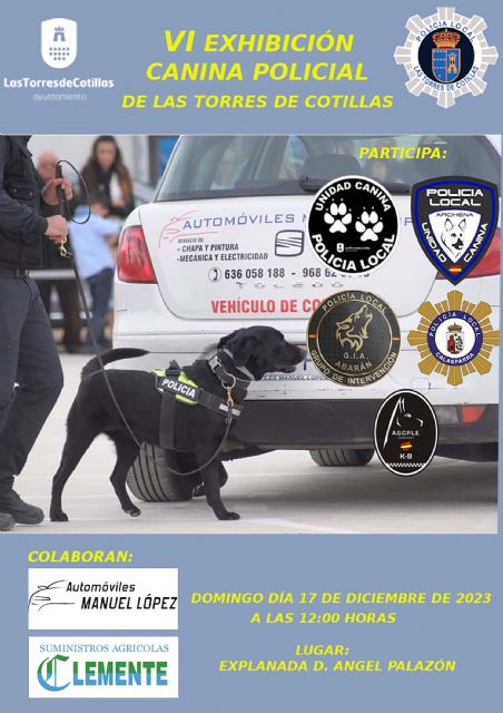 La exhibición canina policial de Las Torres de Cotillas, dispuesta a ofrecer espectáculo en su sexta edición