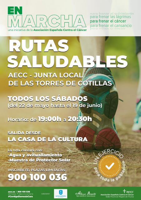 La junta local de la AECC organiza cinco rutas saludables para todos los públicos