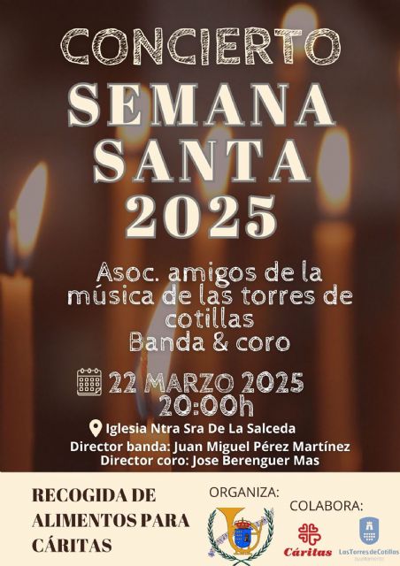 La asociación Amigos de la Música de Las Torres de Cotillas recogerá alimentos en su concierto de Semana Santa