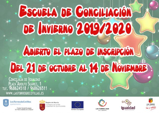 La Escuela de Conciliación de Invierno ofrece 50 plazas para niños y niñas de 3 a 12 años