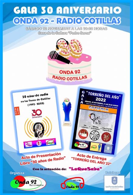 La radio municipal Onda 92 celebra su 30° aniversario donde entregará el galardón 'Torreño del Año'