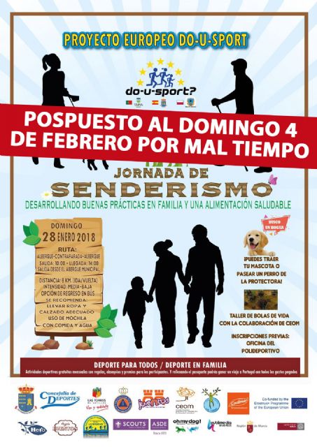 El mal tiempo obliga a posponer la jornada de senderismo del proyecto 'Do-U-Sport' en Las Torres de Cotillas