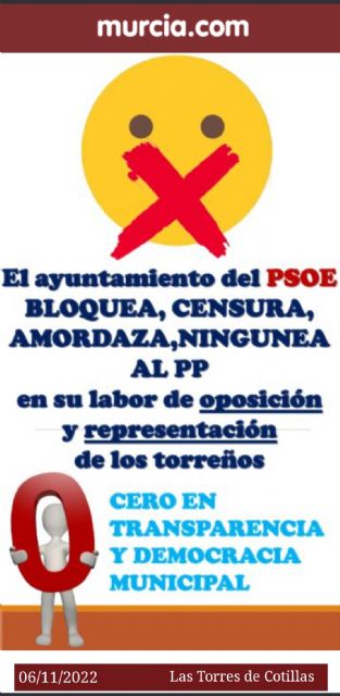 PP: 'El PSOE torreño no puede dar lecciones de transparencia.'