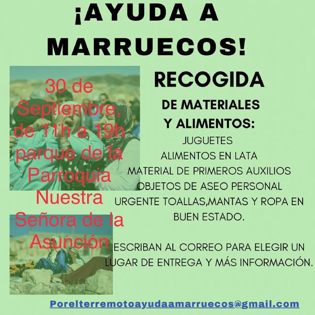 Las Torres de Cotillas celebrará una jornada solidaria en beneficio de Marruecos