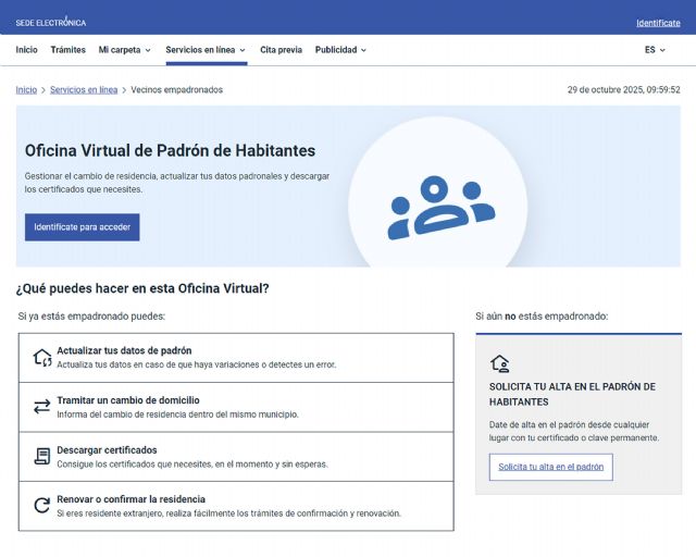 Las Torres de Cotillas pone en marcha su oficina virtual de padrón de habitantes