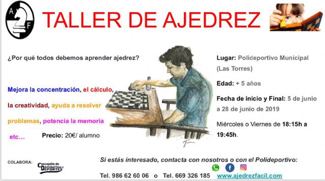 El polideportivo municipal acogerá un taller de ajedrez en junio