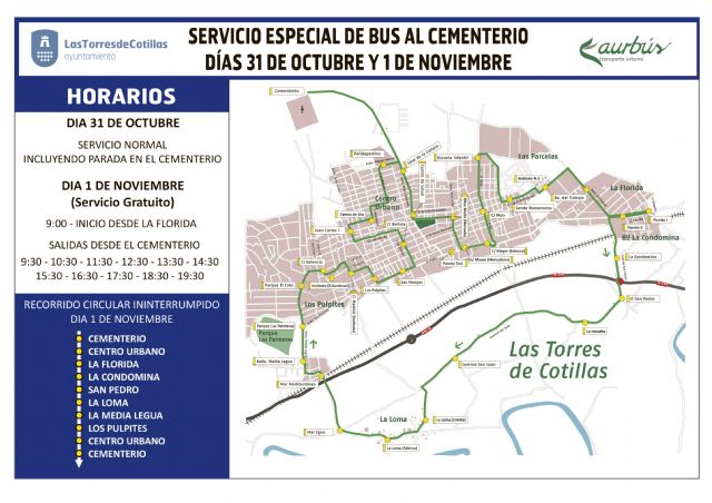 El día de Todos los Santos contará un año más con un servicio gratuito de bus