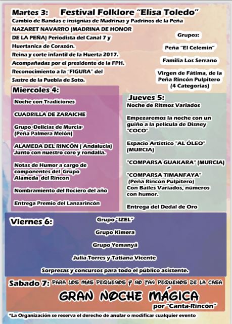 La 'XXVI Semana Cultural' de la peña 'Rincón Pulpitero', lista para comenzar