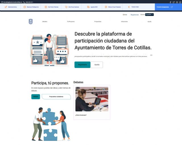 El Ayuntamiento de Las Torres de Cotillas estrena web corporativa y un portal de participación ciudadana