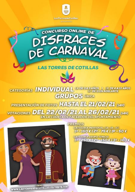 Más de 1.300 euros en premios para la primera edición del concurso online de disfraces de Carnaval