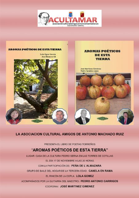 La asociación 'Acultamar' presentará el libro 'Aromas poéticos de esa tierra'