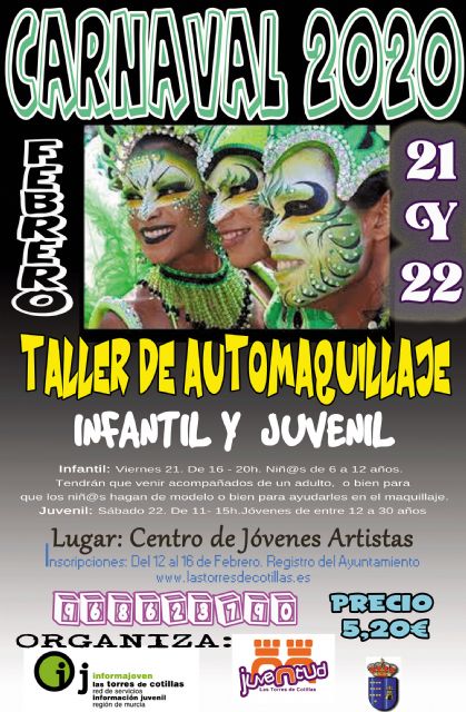 La Concejalía de Juventud propone dos talleres de maquillaje de Carnaval