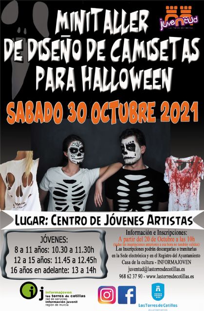 Un taller gratuito de diseño de camisetas para Halloween en Las Torres de Cotillas