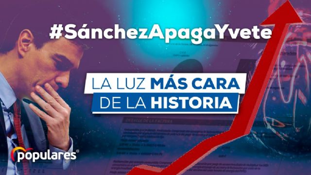El PP de Las Torres de Cotillas pedirá en el Pleno de mañana al Gobierno de Pedro Sánchez una bajada inminente del recibo de la luz